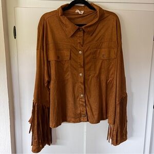 BiBi Fringe Button Up Shirt/Shacket